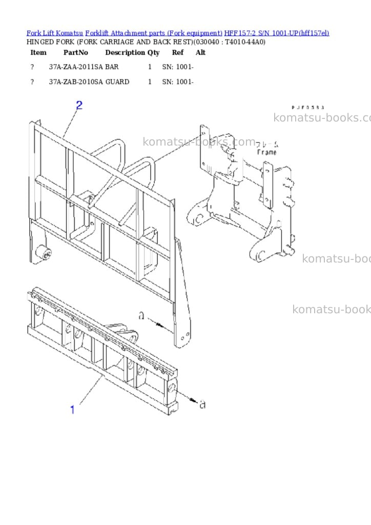 Komatsu hff157-2 s/n 1001-up Parts catalog cover Page 3 Komatsu hff157-2 s/n 1001-up Parts catalog cover Page 3