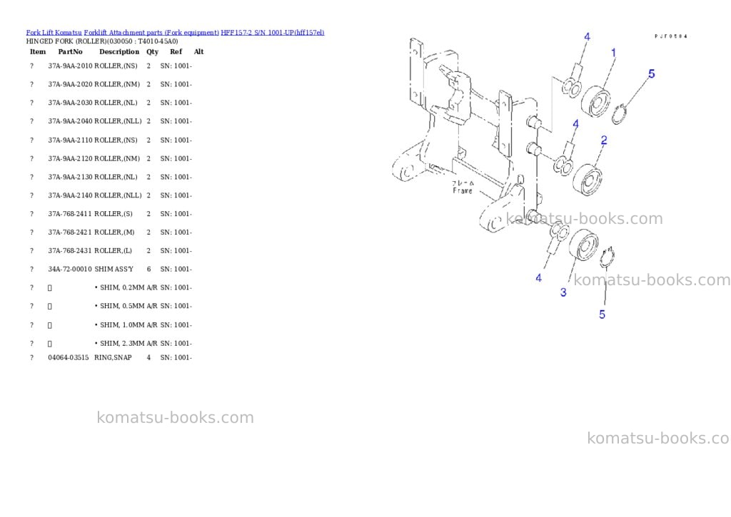 Komatsu hff157-2 s/n 1001-up Parts catalog cover Page 4 Komatsu hff157-2 s/n 1001-up Parts catalog cover Page 4