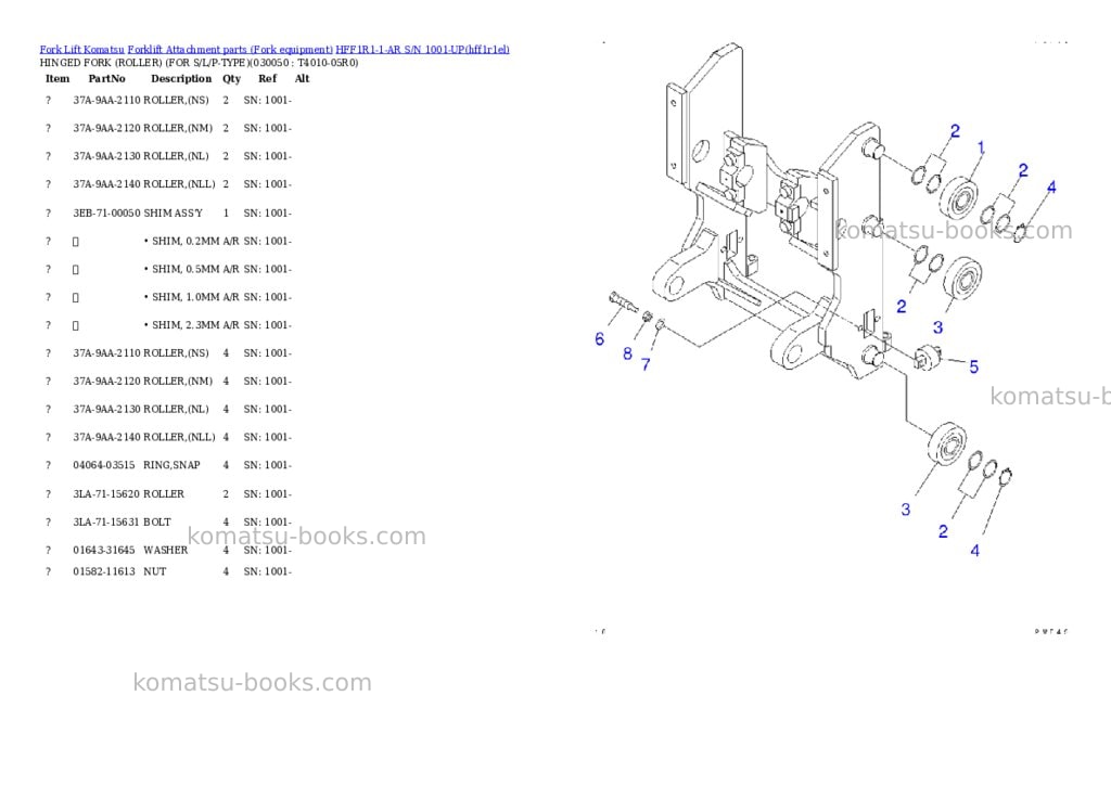 Komatsu hff1r1-1-ar s/n 1001-up Parts catalog cover Page 4 Komatsu hff1r1-1-ar s/n 1001-up Parts catalog cover Page 4