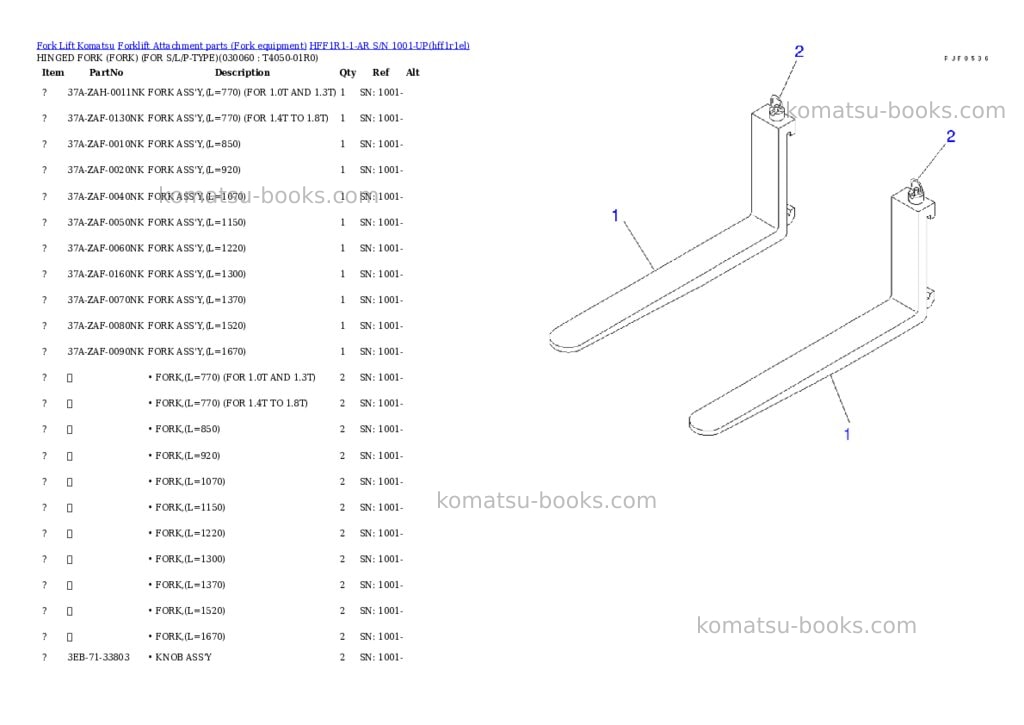 Komatsu hff1r1-1-ar s/n 1001-up Parts catalog cover Page 5 Komatsu hff1r1-1-ar s/n 1001-up Parts catalog cover Page 5