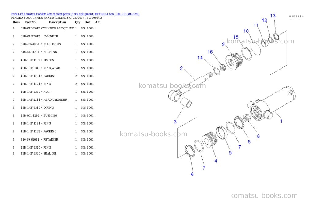 Komatsu hff252-1 s/n 1001-up Parts catalog cover Page 4 Komatsu hff252-1 s/n 1001-up Parts catalog cover Page 4