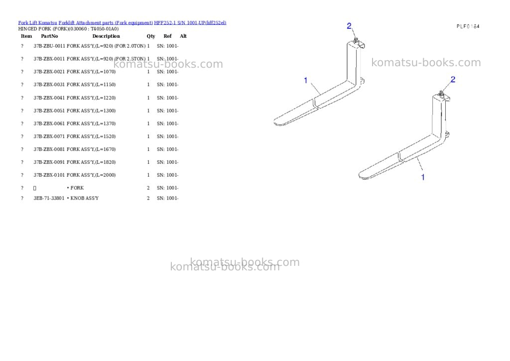 Komatsu hff252-1 s/n 1001-up Parts catalog cover Page 6 Komatsu hff252-1 s/n 1001-up Parts catalog cover Page 6