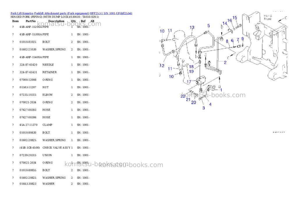 Komatsu hff253-1 s/n 1001-up Parts catalog cover Page 2