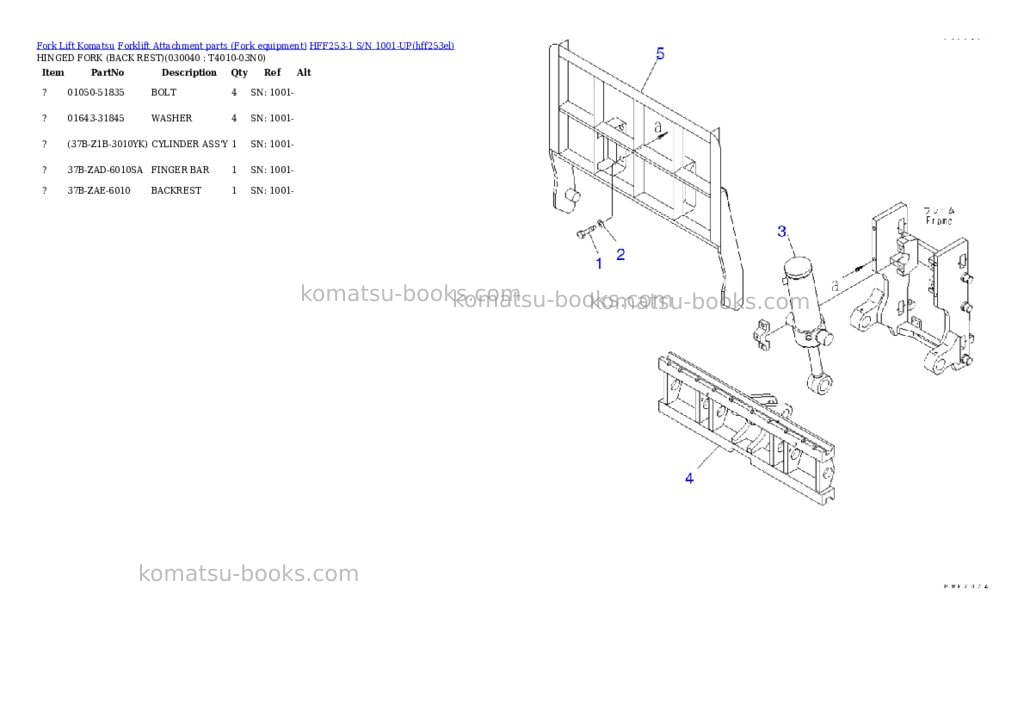 Komatsu hff253-1 s/n 1001-up Parts catalog cover Page 3