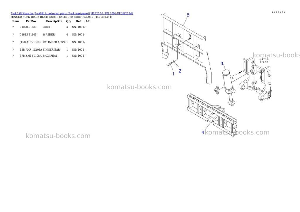Komatsu hff253-1 s/n 1001-up Parts catalog cover Page 4
