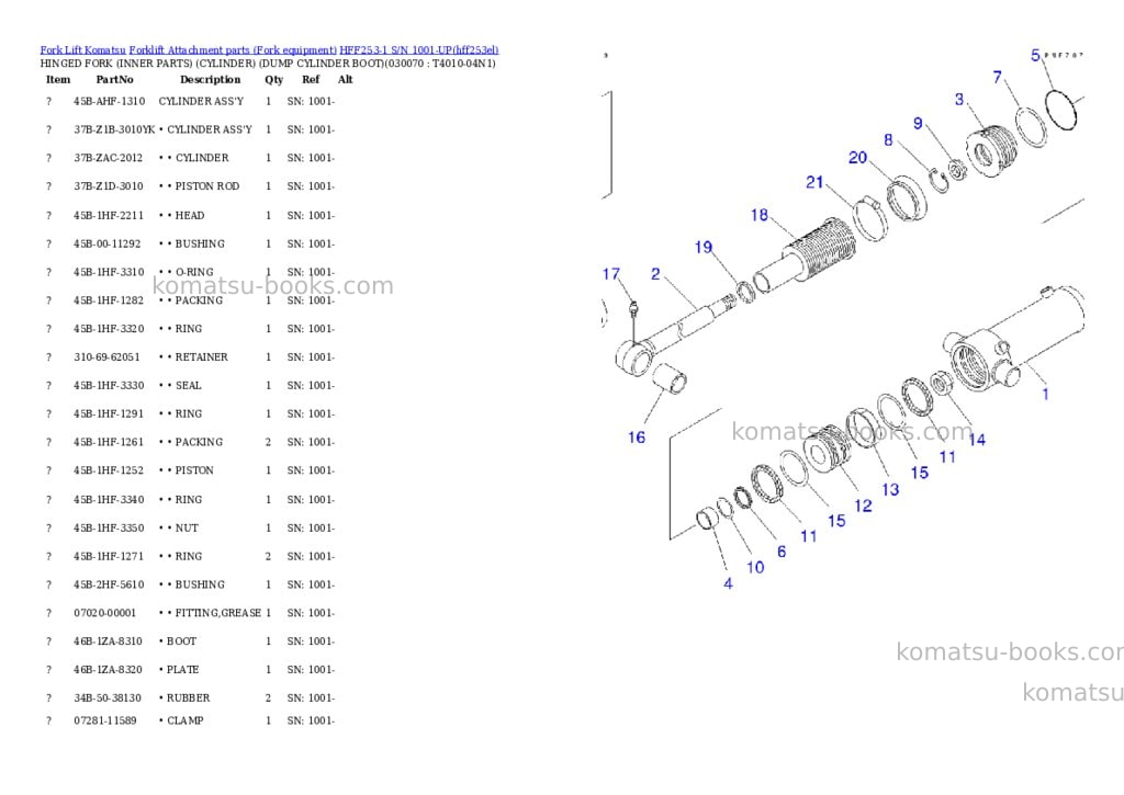 Komatsu hff253-1 s/n 1001-up Parts catalog cover Page 6
