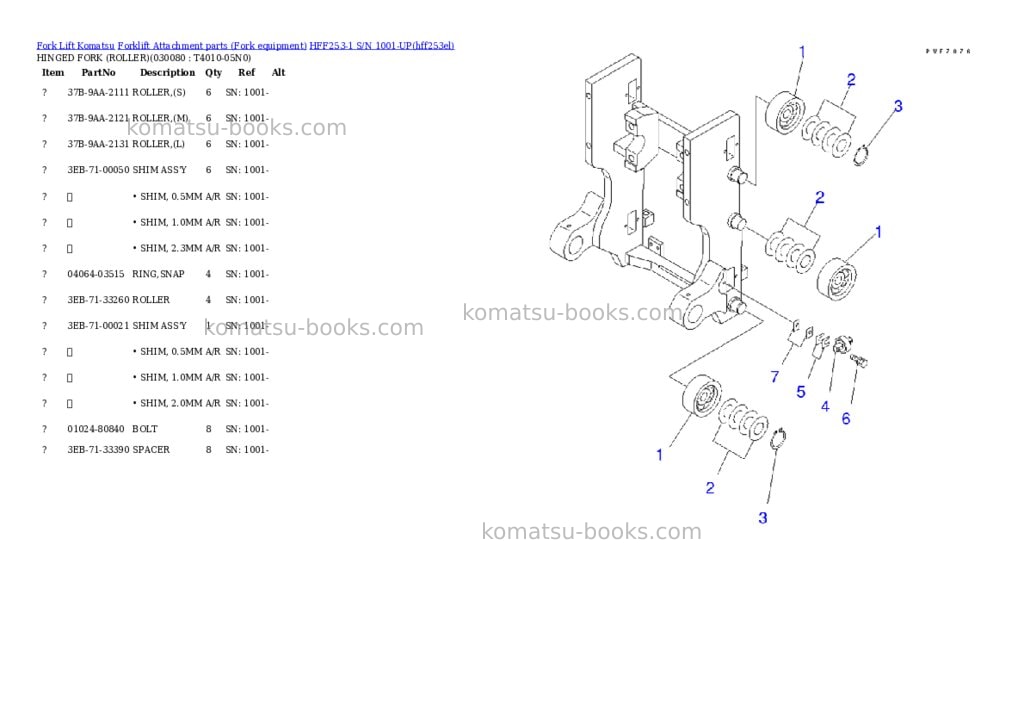 Komatsu hff253-1 s/n 1001-up Parts catalog cover Page 7