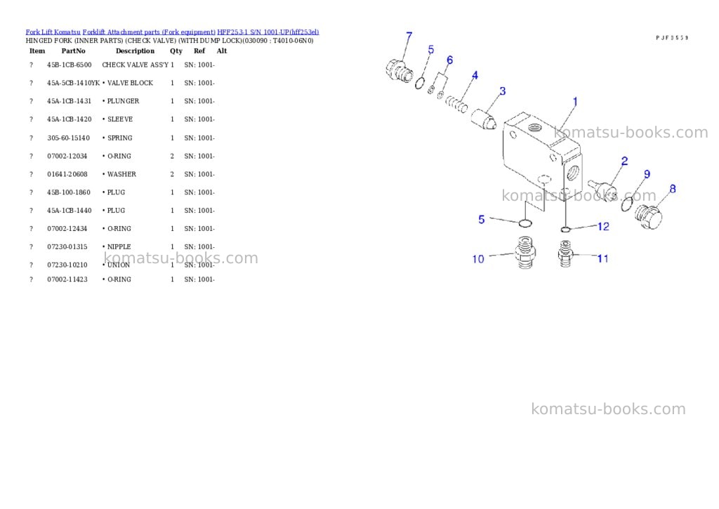 Komatsu hff253-1 s/n 1001-up Parts catalog cover Page 8