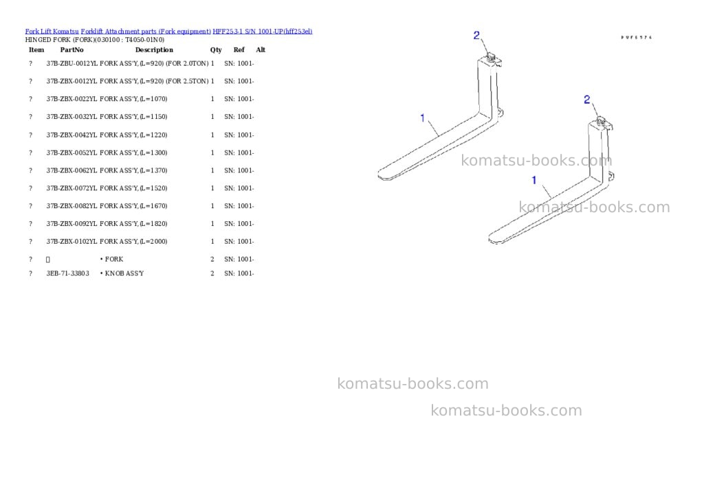 Komatsu hff253-1 s/n 1001-up Parts catalog cover Page 9