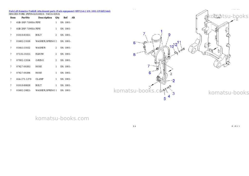 Komatsu hff254-2 s/n 1001-up Parts catalog cover Komatsu hff254-2 s/n 1001-up Parts catalog cover