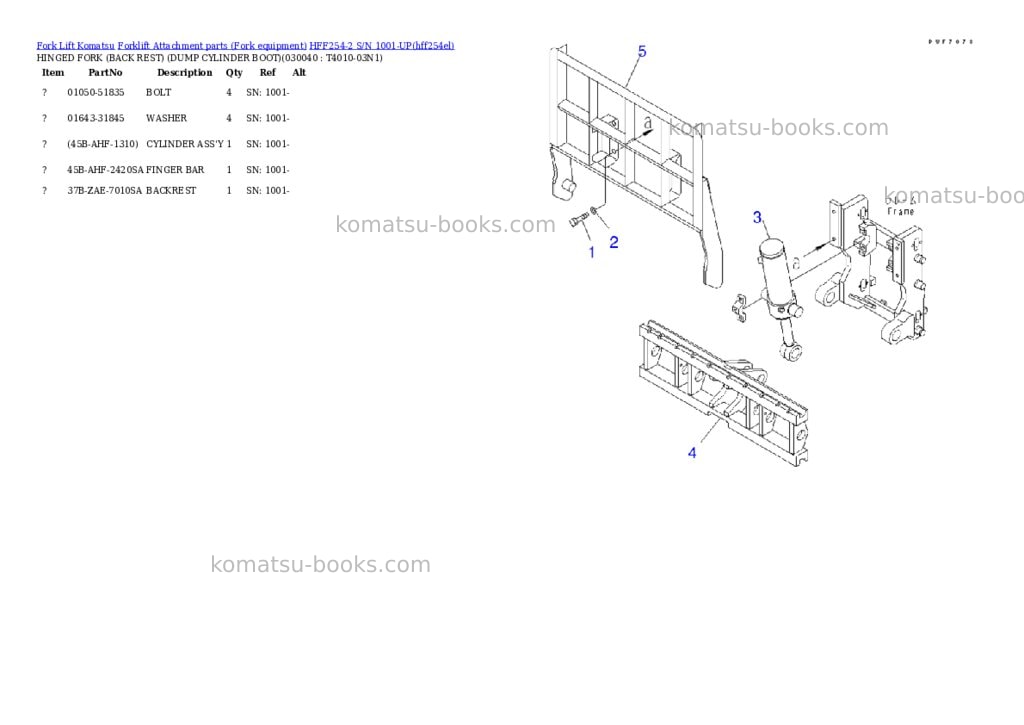 Komatsu hff254-2 s/n 1001-up Parts catalog cover Page 3 Komatsu hff254-2 s/n 1001-up Parts catalog cover Page 3