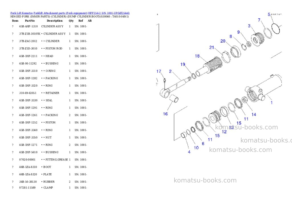 Komatsu hff254-2 s/n 1001-up Parts catalog cover Page 5 Komatsu hff254-2 s/n 1001-up Parts catalog cover Page 5
