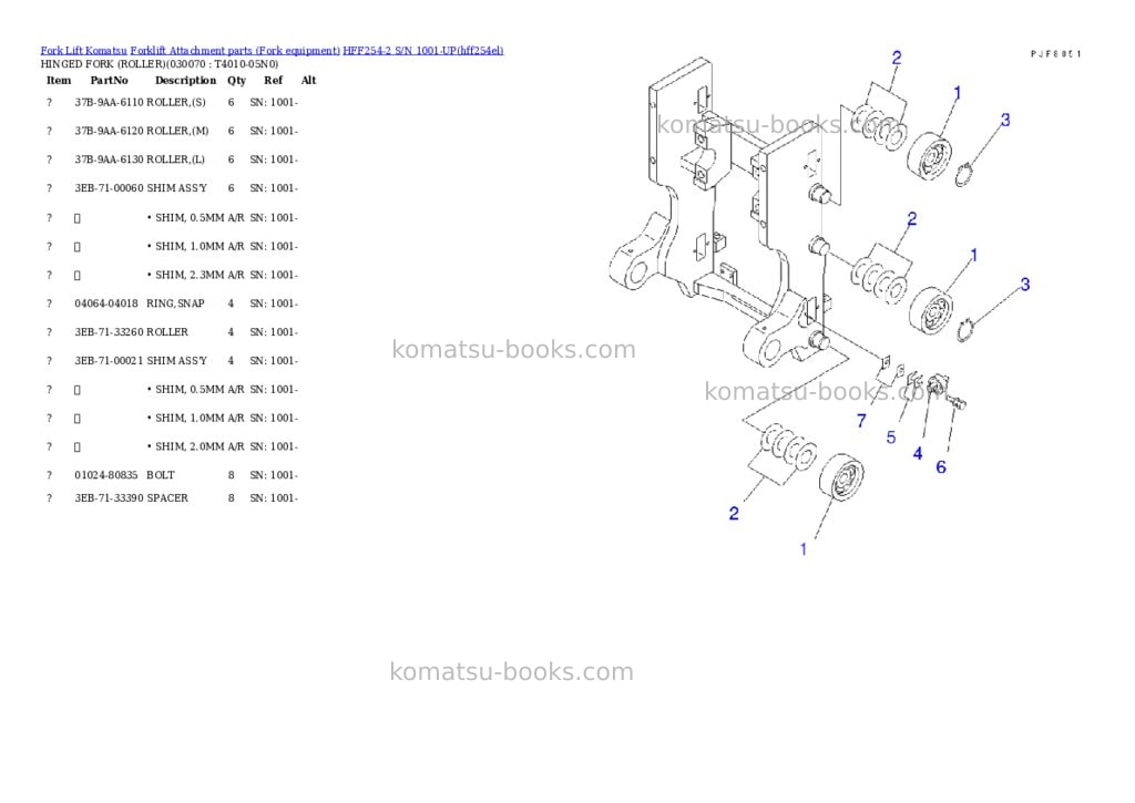 Komatsu hff254-2 s/n 1001-up Parts catalog cover Page 6 Komatsu hff254-2 s/n 1001-up Parts catalog cover Page 6