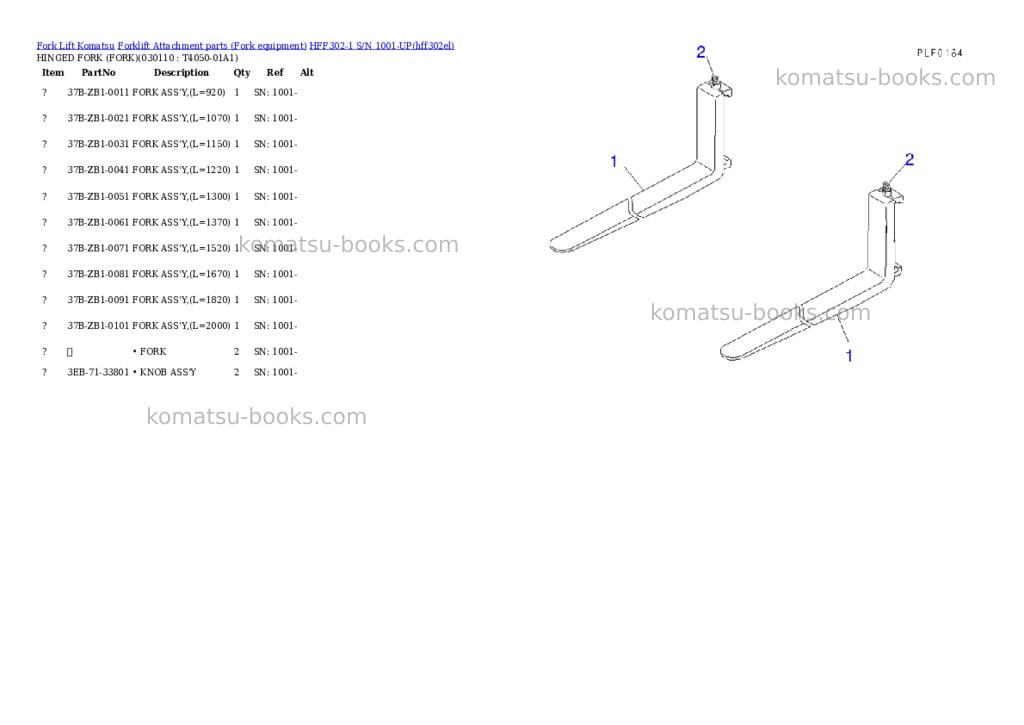 Komatsu hff302-1 s/n 1001-up Parts catalog cover Page 10 Komatsu hff302-1 s/n 1001-up Parts catalog cover Page 10
