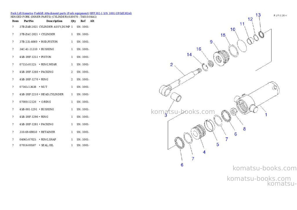 Komatsu hff302-1 s/n 1001-up Parts catalog cover Page 6 Komatsu hff302-1 s/n 1001-up Parts catalog cover Page 6