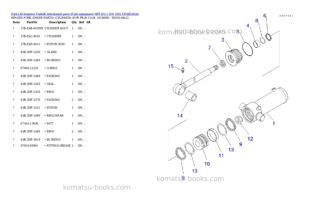 Komatsu hff302-1 s/n 1001-up Parts catalog cover Page 7 Komatsu hff302-1 s/n 1001-up Parts catalog cover Page 7