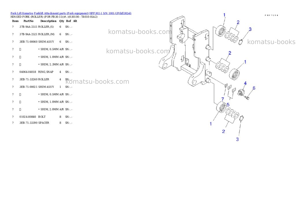 Komatsu hff302-1 s/n 1001-up Parts catalog cover Page 9 Komatsu hff302-1 s/n 1001-up Parts catalog cover Page 9
