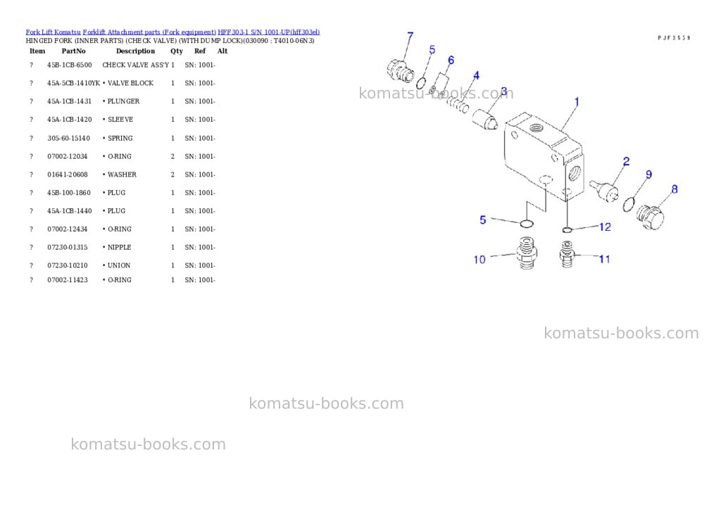 Komatsu hff303-1 s/n 1001-up Parts catalog cover Page 8 Komatsu hff303-1 s/n 1001-up Parts catalog cover Page 8