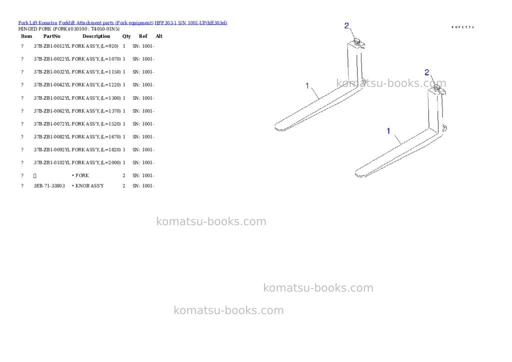 Komatsu hff303-1 s/n 1001-up Parts catalog cover Page 9 Komatsu hff303-1 s/n 1001-up Parts catalog cover Page 9