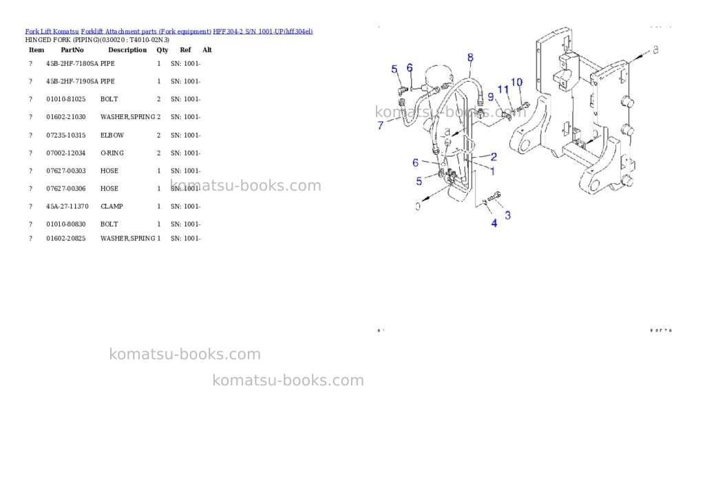 Komatsu hff304-2 s/n 1001-up Parts catalog cover Komatsu hff304-2 s/n 1001-up Parts catalog cover