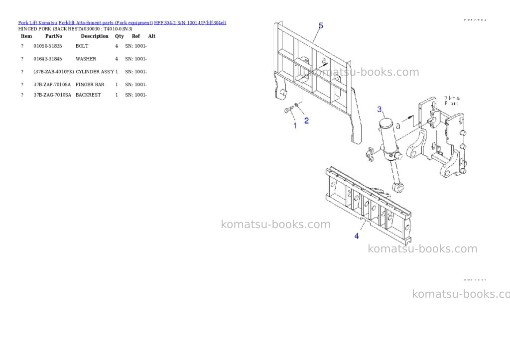 Komatsu hff304-2 s/n 1001-up Parts catalog cover Page 2 Komatsu hff304-2 s/n 1001-up Parts catalog cover Page 2
