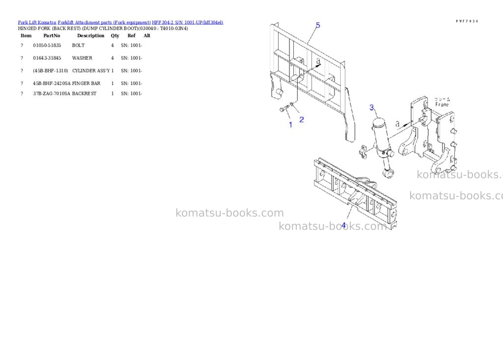 Komatsu hff304-2 s/n 1001-up Parts catalog cover Page 3 Komatsu hff304-2 s/n 1001-up Parts catalog cover Page 3
