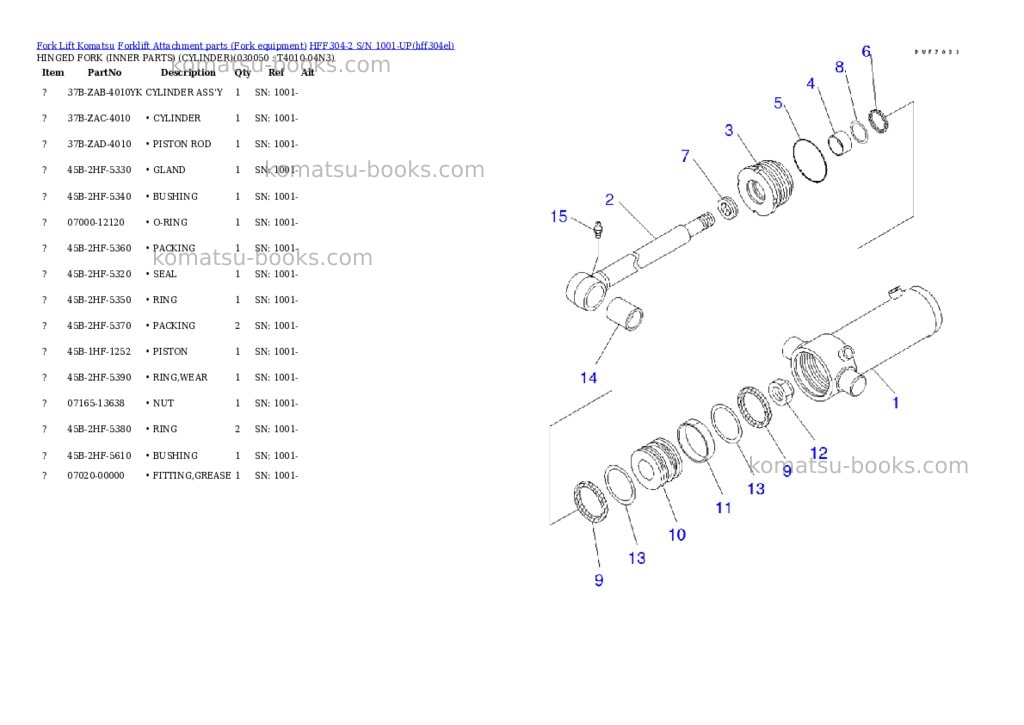 Komatsu hff304-2 s/n 1001-up Parts catalog cover Page 4 Komatsu hff304-2 s/n 1001-up Parts catalog cover Page 4