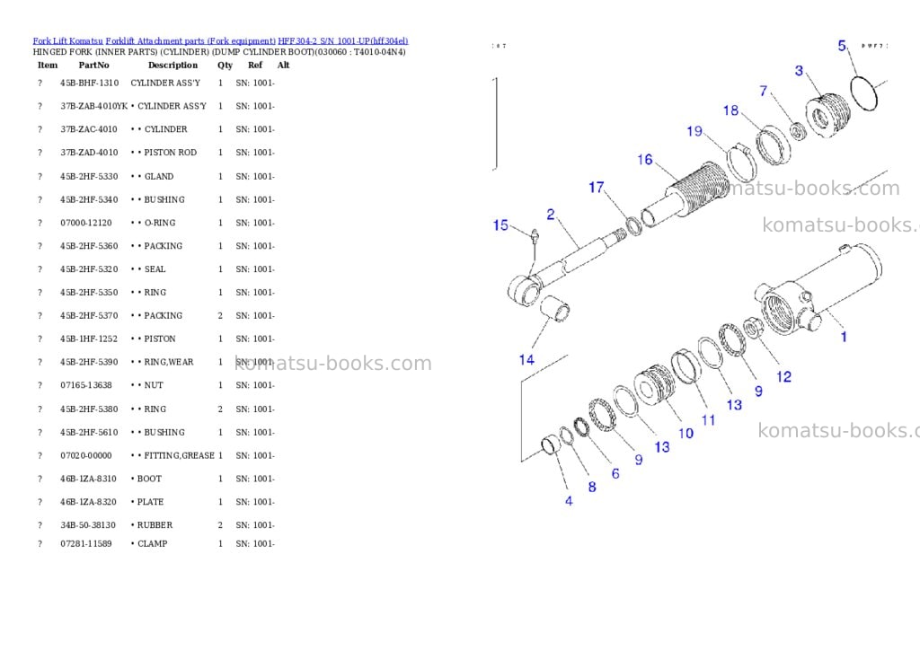 Komatsu hff304-2 s/n 1001-up Parts catalog cover Page 5 Komatsu hff304-2 s/n 1001-up Parts catalog cover Page 5