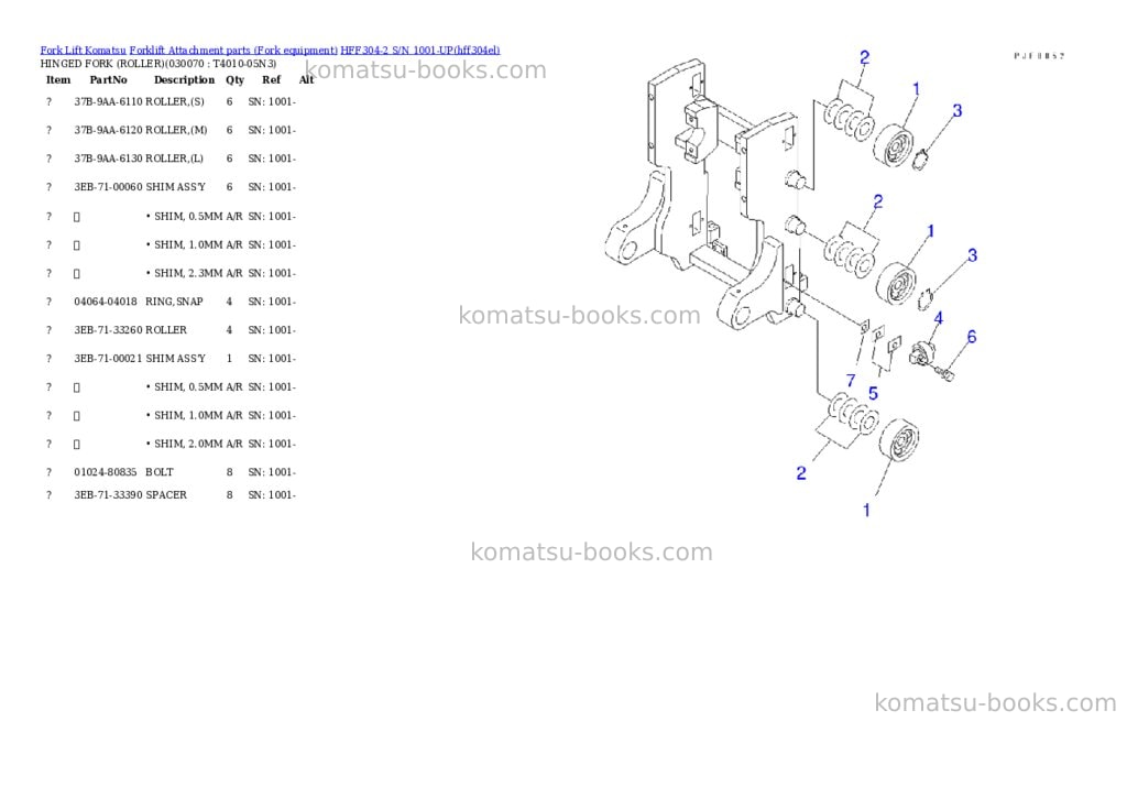 Komatsu hff304-2 s/n 1001-up Parts catalog cover Page 6 Komatsu hff304-2 s/n 1001-up Parts catalog cover Page 6
