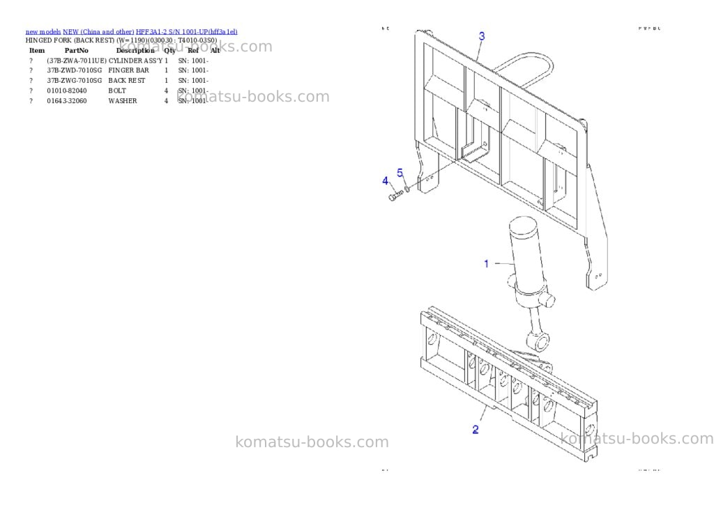 Komatsu hff3a1-2 s/n 1001-up Parts catalog cover Page 2 Komatsu hff3a1-2 s/n 1001-up Parts catalog cover Page 2