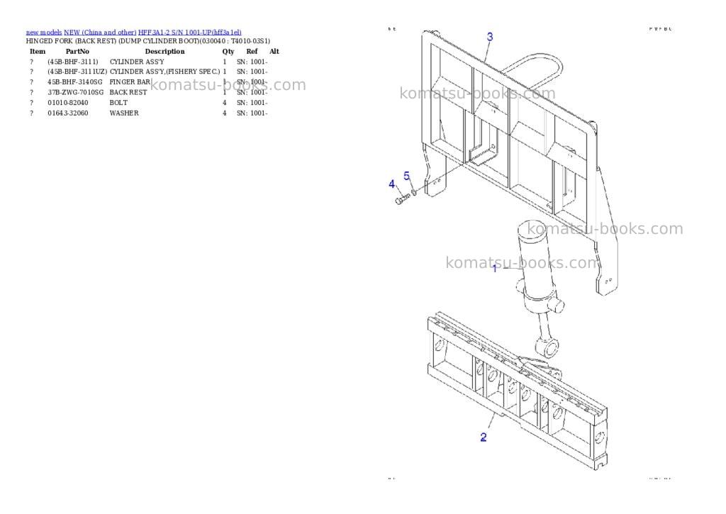 Komatsu hff3a1-2 s/n 1001-up Parts catalog cover Page 3 Komatsu hff3a1-2 s/n 1001-up Parts catalog cover Page 3