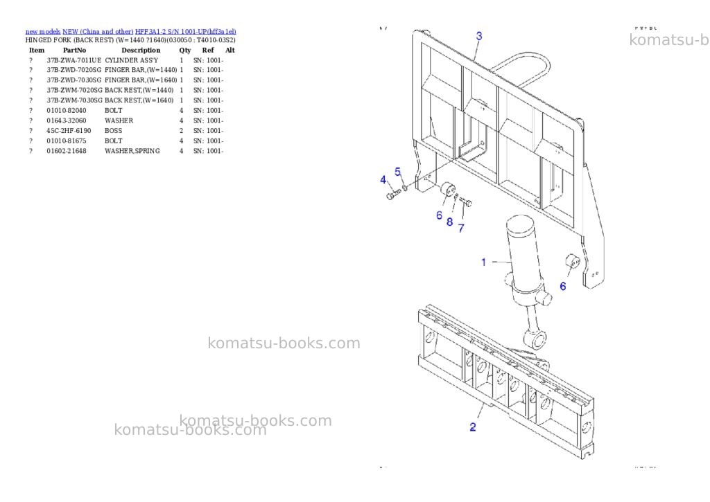 Komatsu hff3a1-2 s/n 1001-up Parts catalog cover Page 4 Komatsu hff3a1-2 s/n 1001-up Parts catalog cover Page 4