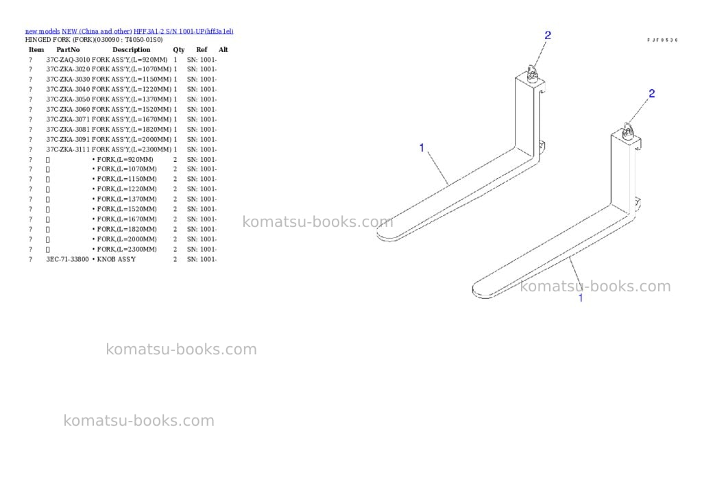Komatsu hff3a1-2 s/n 1001-up Parts catalog cover Page 8 Komatsu hff3a1-2 s/n 1001-up Parts catalog cover Page 8