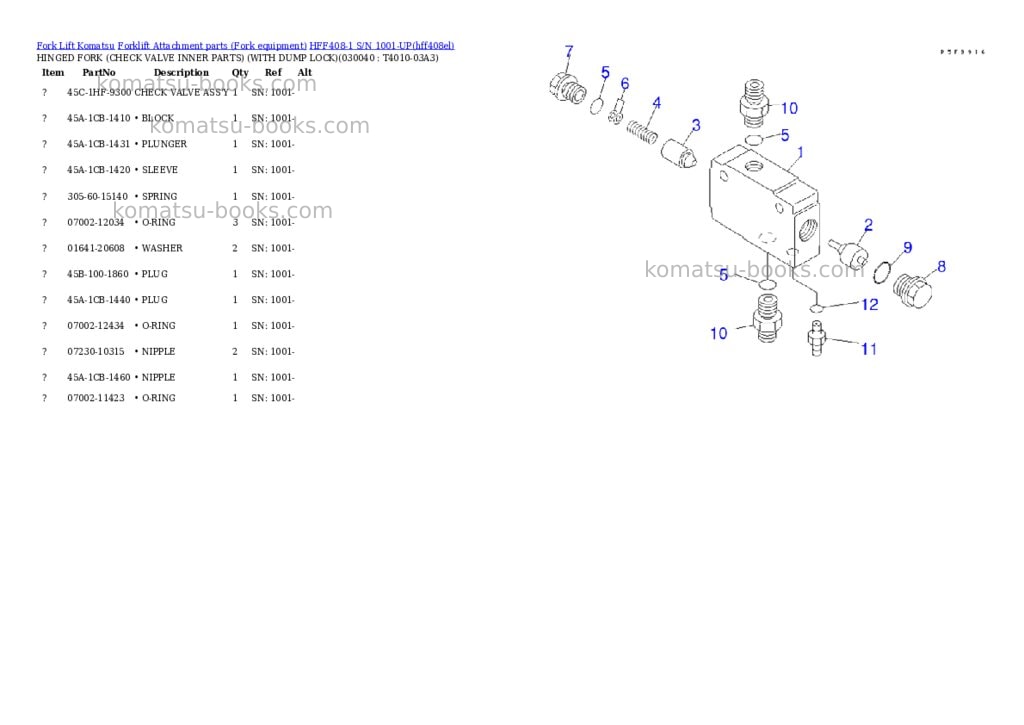 Komatsu hff408-1 s/n 1001-up Parts catalog cover Page 4