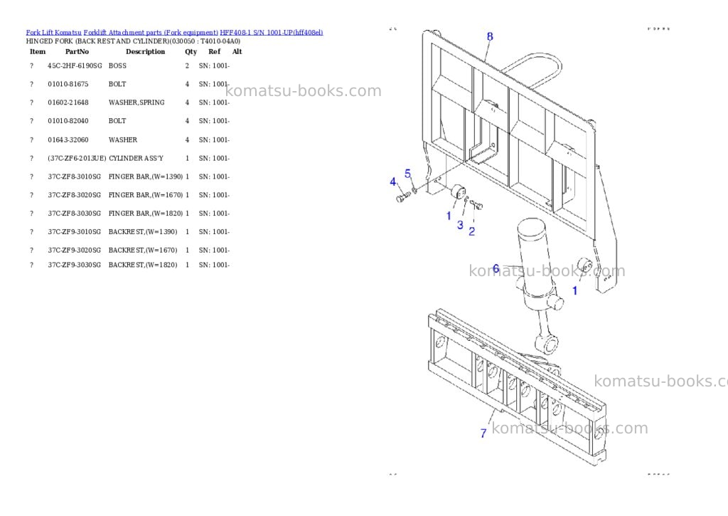 Komatsu hff408-1 s/n 1001-up Parts catalog cover Page 5
