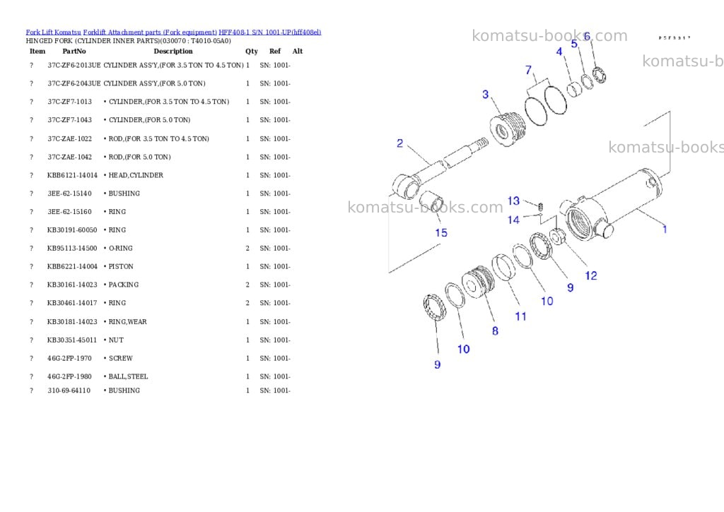 Komatsu hff408-1 s/n 1001-up Parts catalog cover Page 7