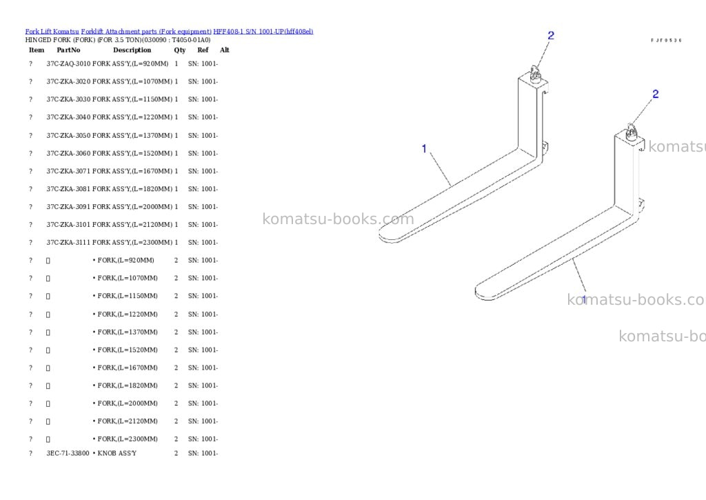 Komatsu hff408-1 s/n 1001-up Parts catalog cover Page 9