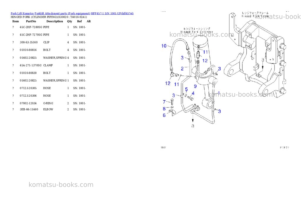 Komatsu hff457-1 s/n 1001-up Parts catalog cover Page 2