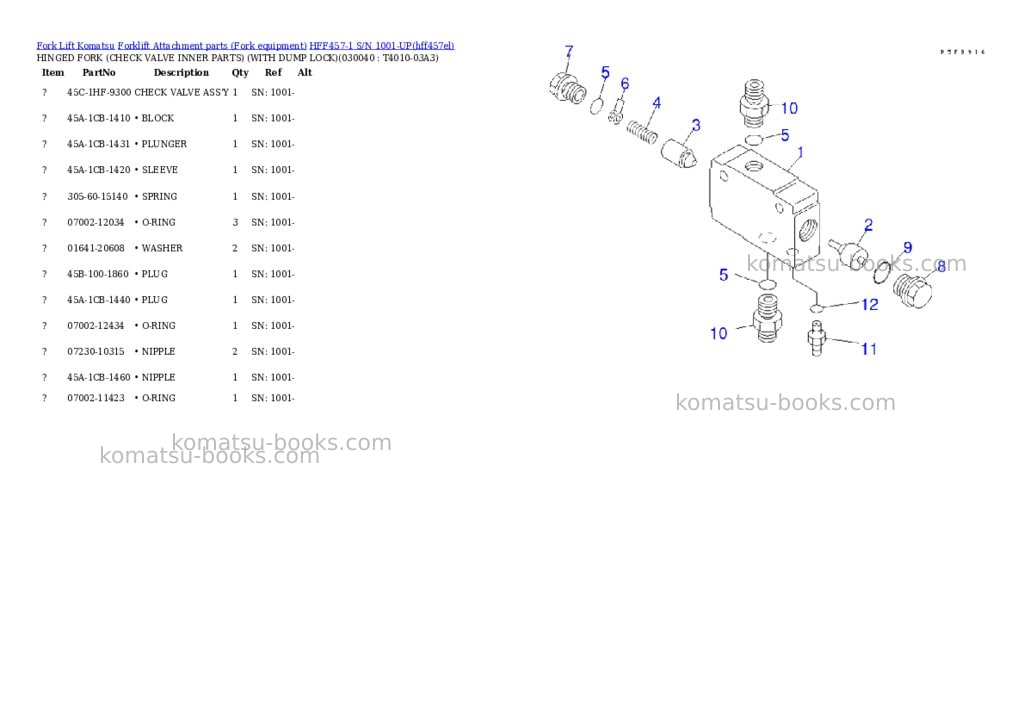 Komatsu hff457-1 s/n 1001-up Parts catalog cover Page 4