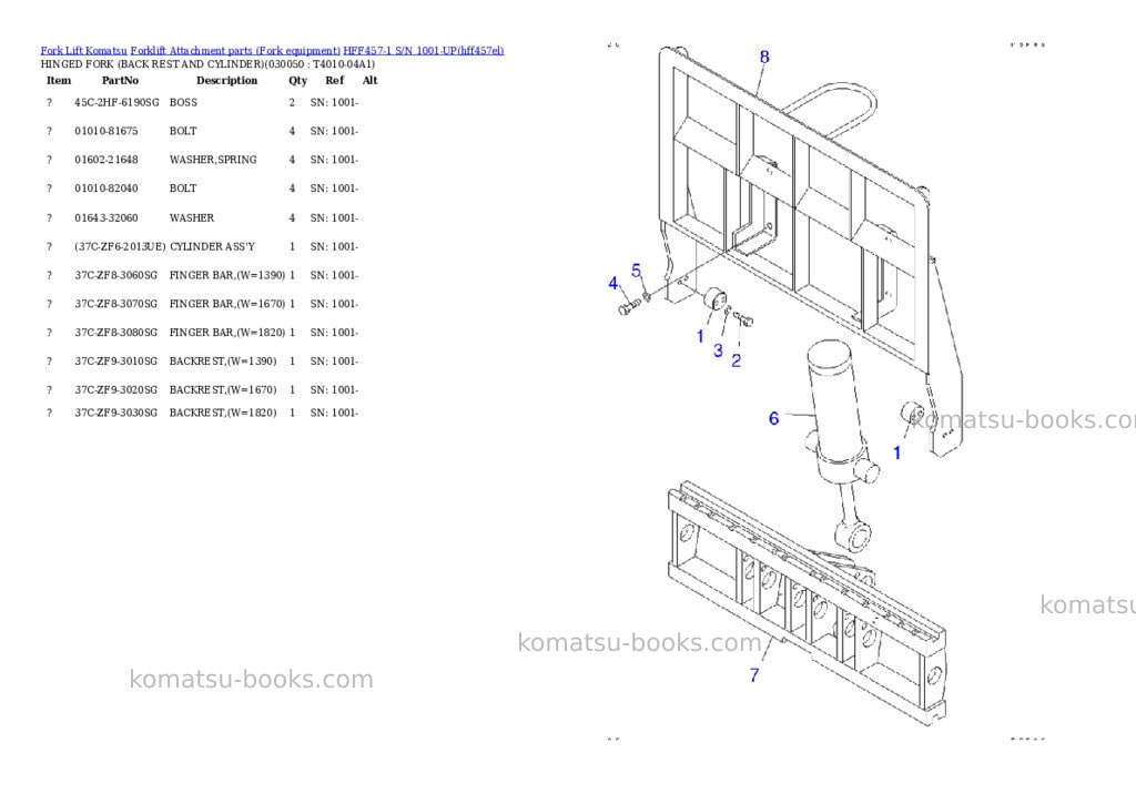 Komatsu hff457-1 s/n 1001-up Parts catalog cover Page 5