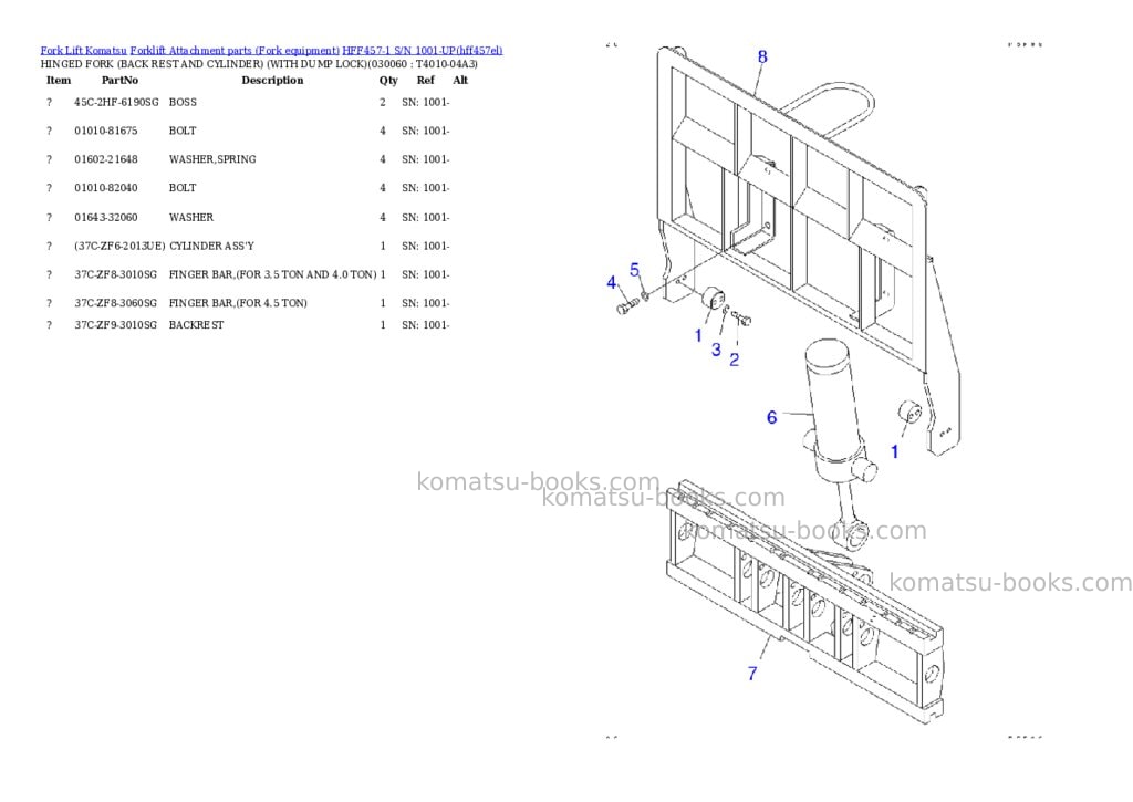 Komatsu hff457-1 s/n 1001-up Parts catalog cover Page 6