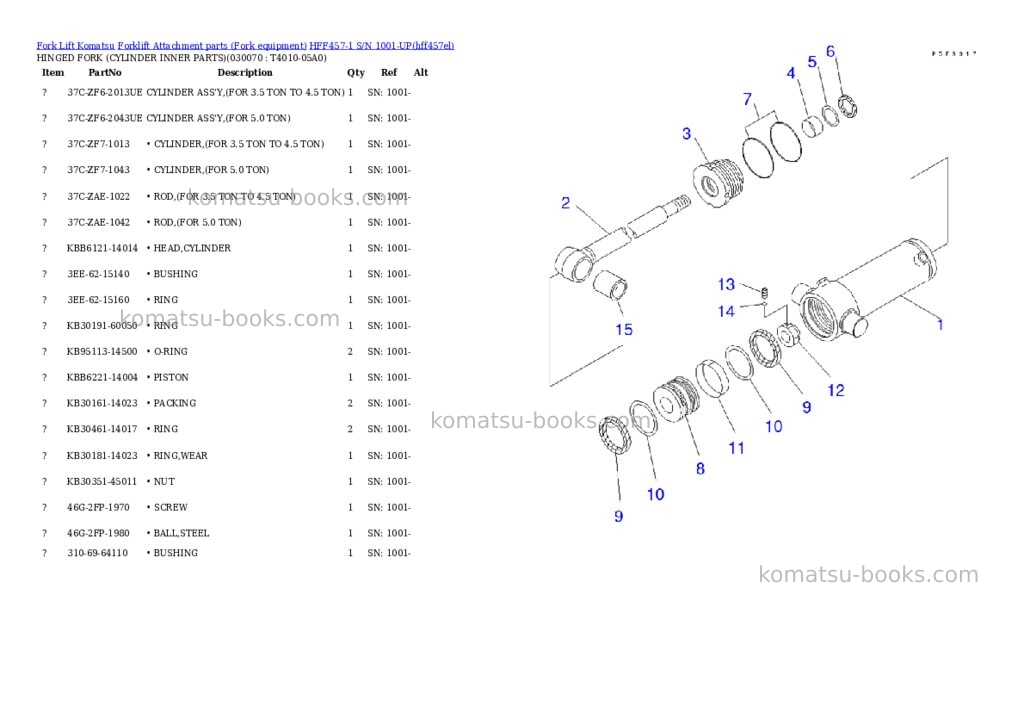 Komatsu hff457-1 s/n 1001-up Parts catalog cover Page 7