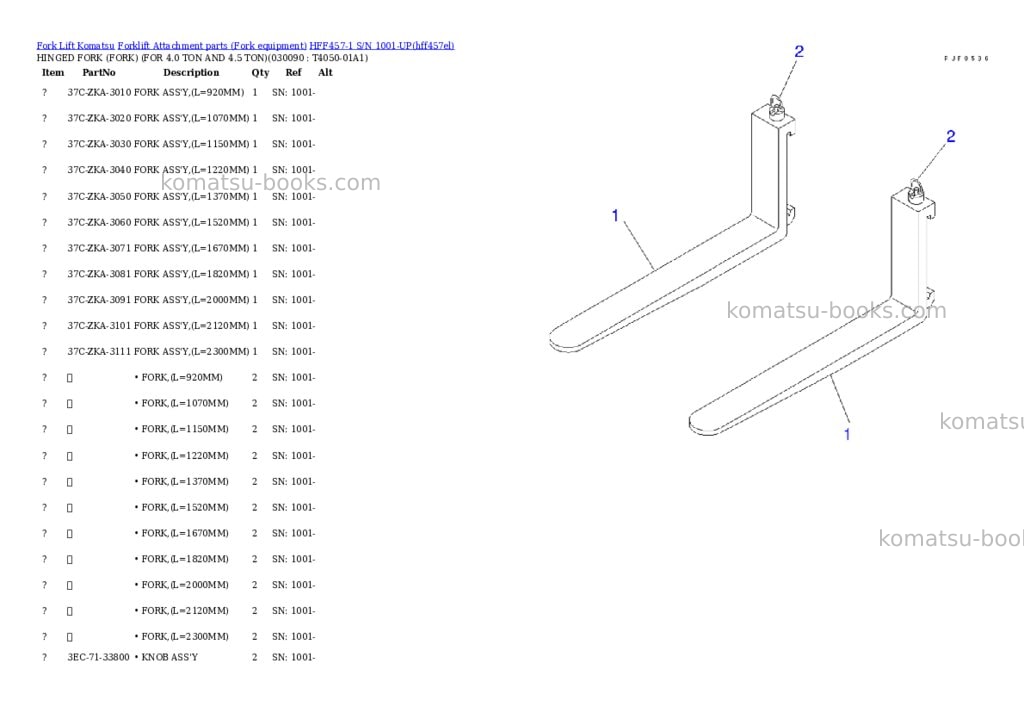 Komatsu hff457-1 s/n 1001-up Parts catalog cover Page 9