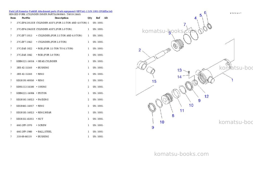 Komatsu hff5a1-1 s/n 1001-up Parts catalog cover Page 11