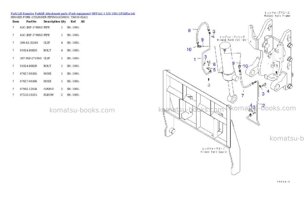 Komatsu hff5a1-1 s/n 1001-up Parts catalog cover Page 2