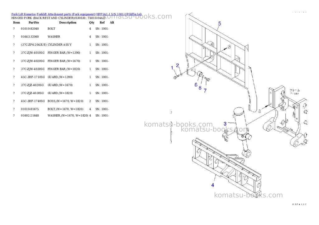 Komatsu hff5a1-1 s/n 1001-up Parts catalog cover Page 3