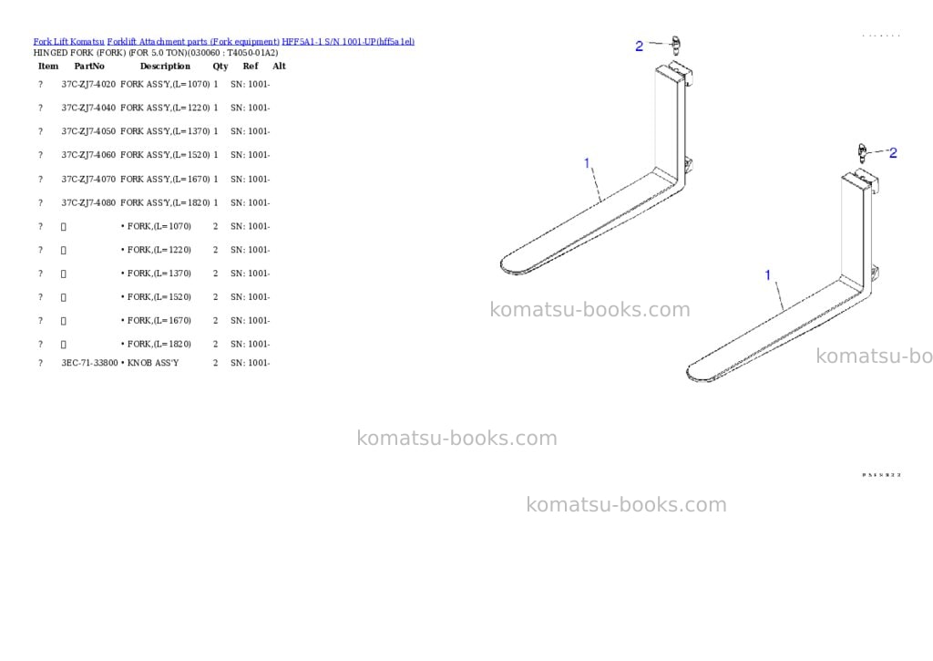 Komatsu hff5a1-1 s/n 1001-up Parts catalog cover Page 6