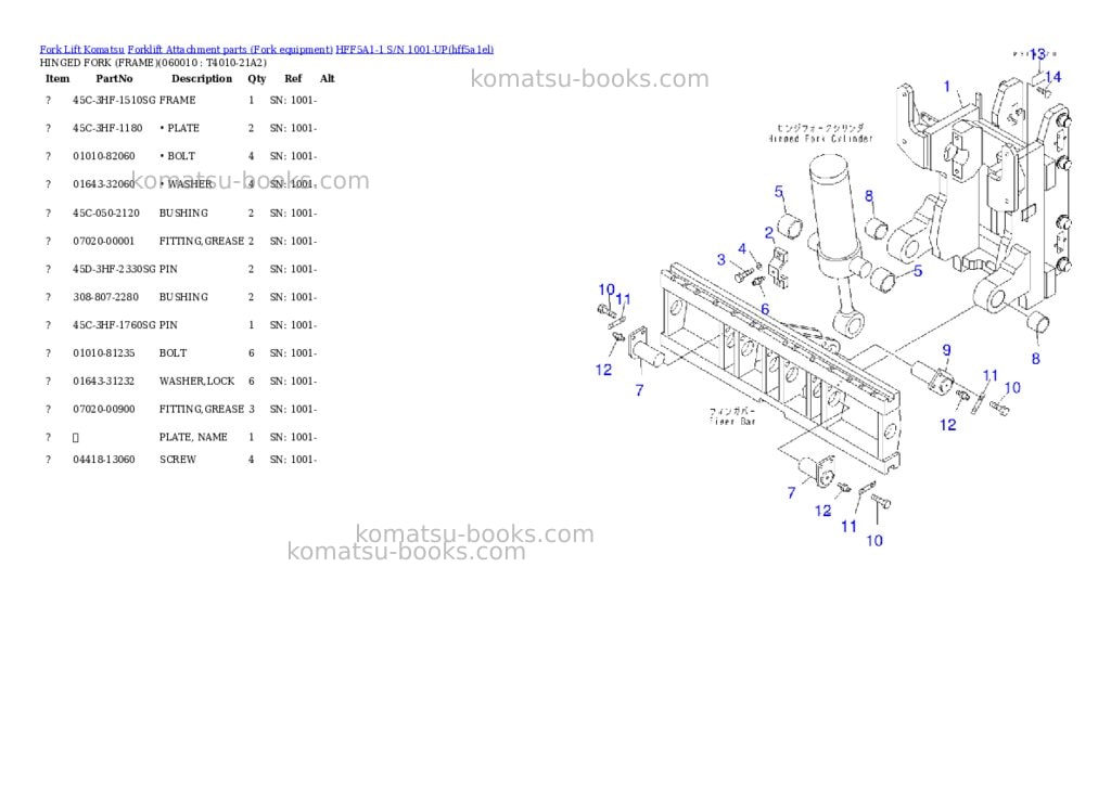 Komatsu hff5a1-1 s/n 1001-up Parts catalog cover Page 8