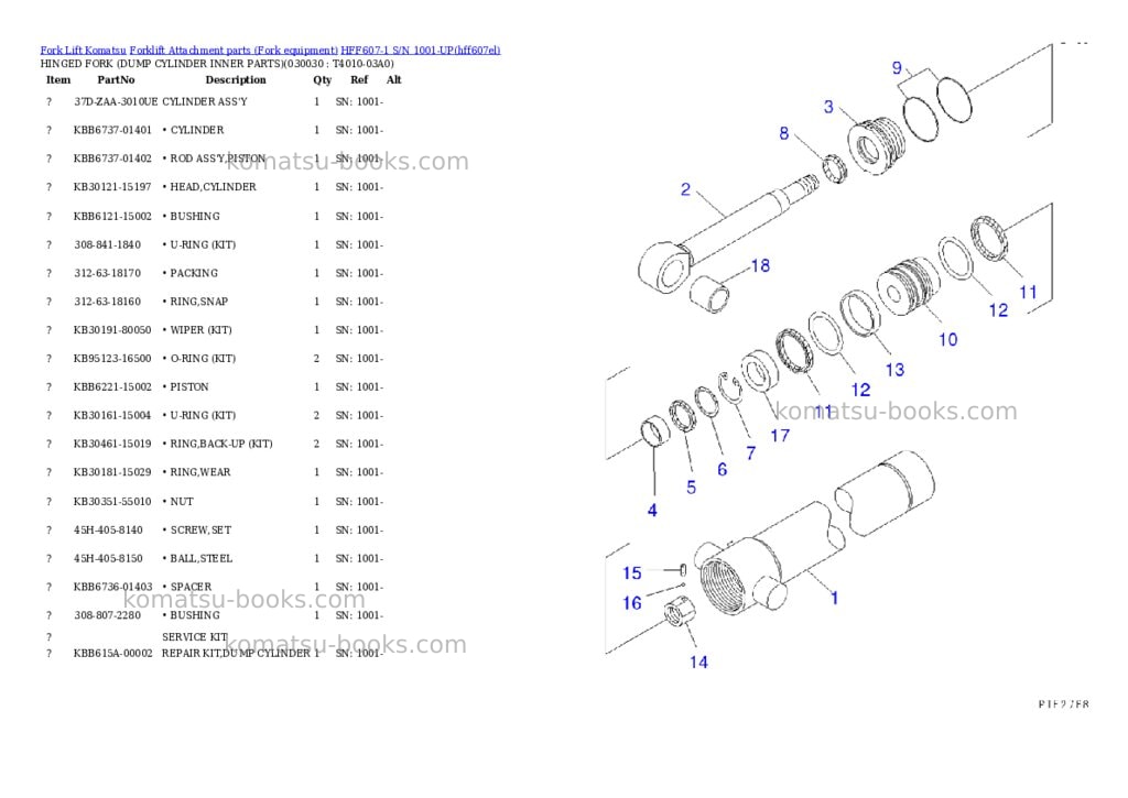 Komatsu hff607-1 s/n 1001-up Parts catalog cover Page 3 Komatsu hff607-1 s/n 1001-up Parts catalog cover Page 3