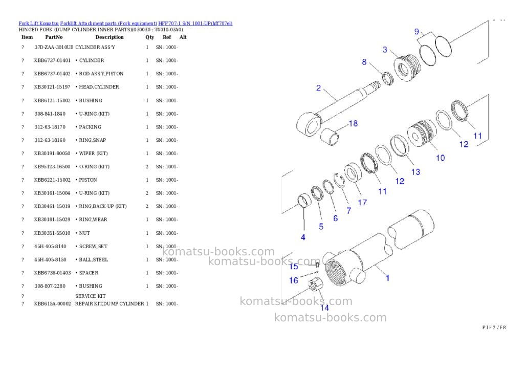 Komatsu hff707-1 s/n 1001-up Parts catalog cover Page 2